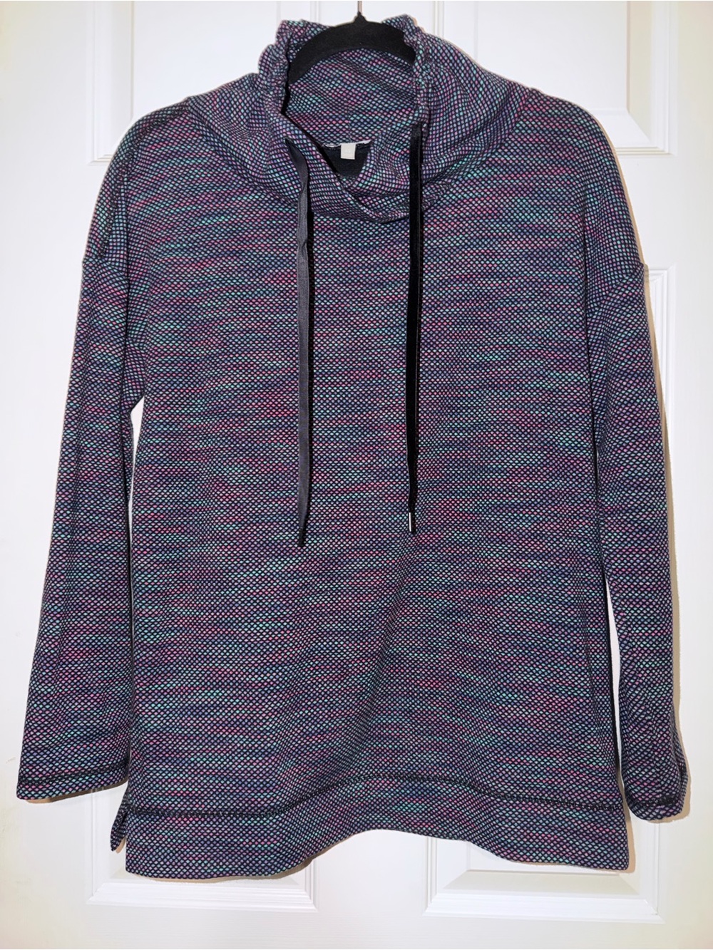 Talbots Multi-Color Cowl Hoodie Sweater in Pink, Blue, and Purple